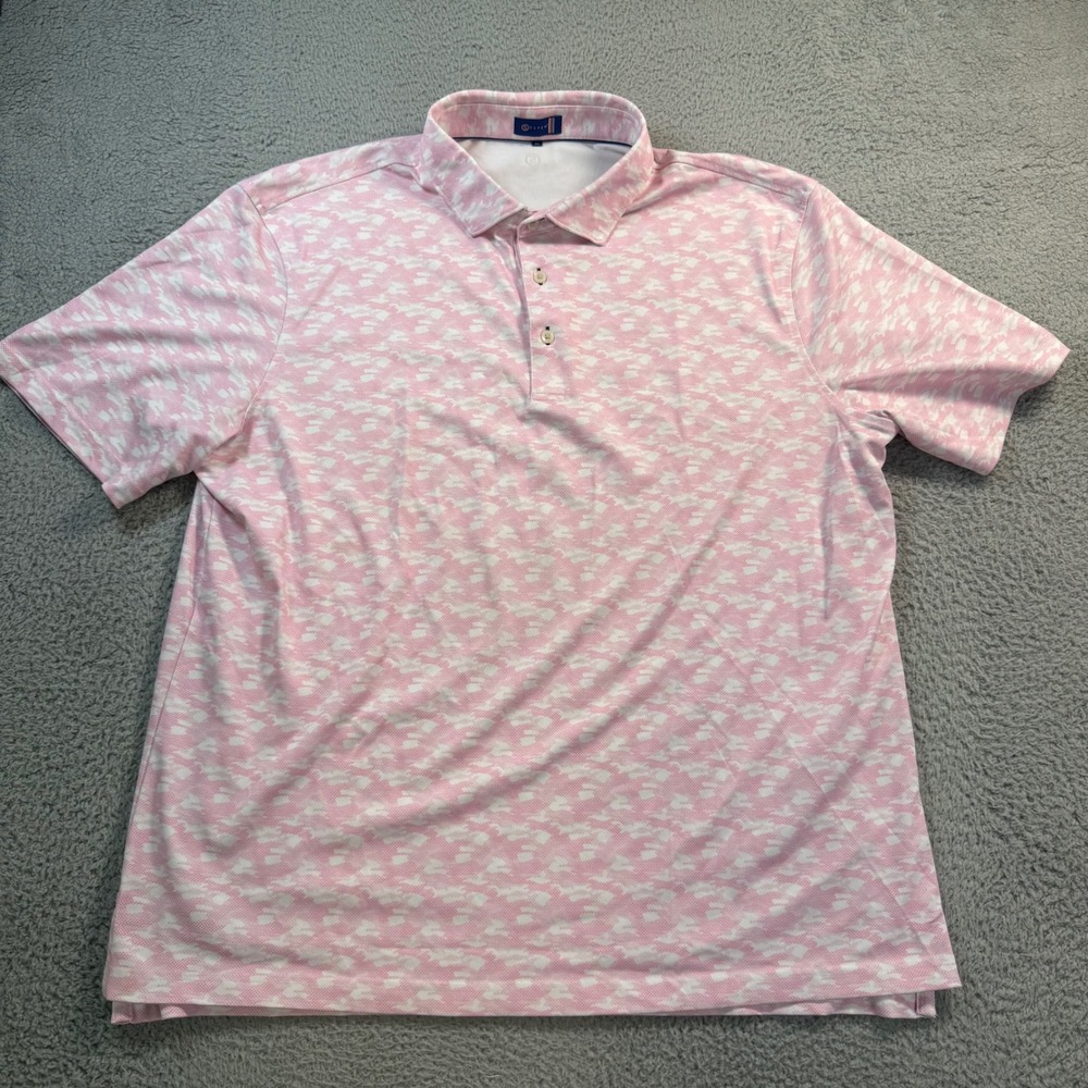 Stitch Golf Mens XL Pink White Abstract Camo Print Performance Polo Shirt 10972